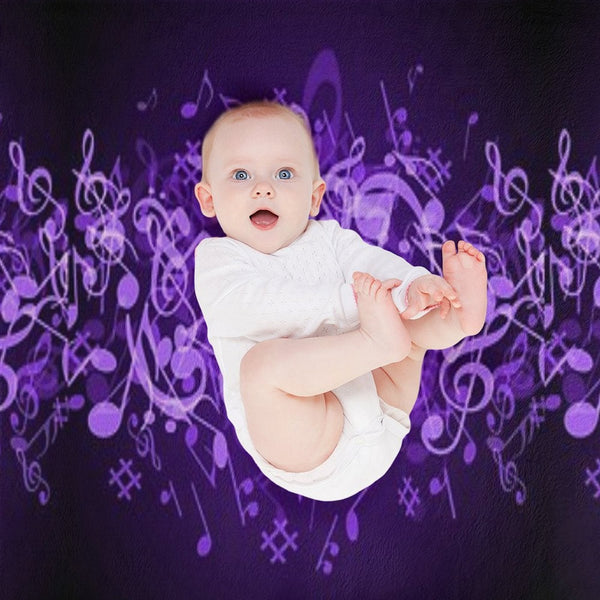 Purple Glow Music Notes Travel-friendly Throw Blanket