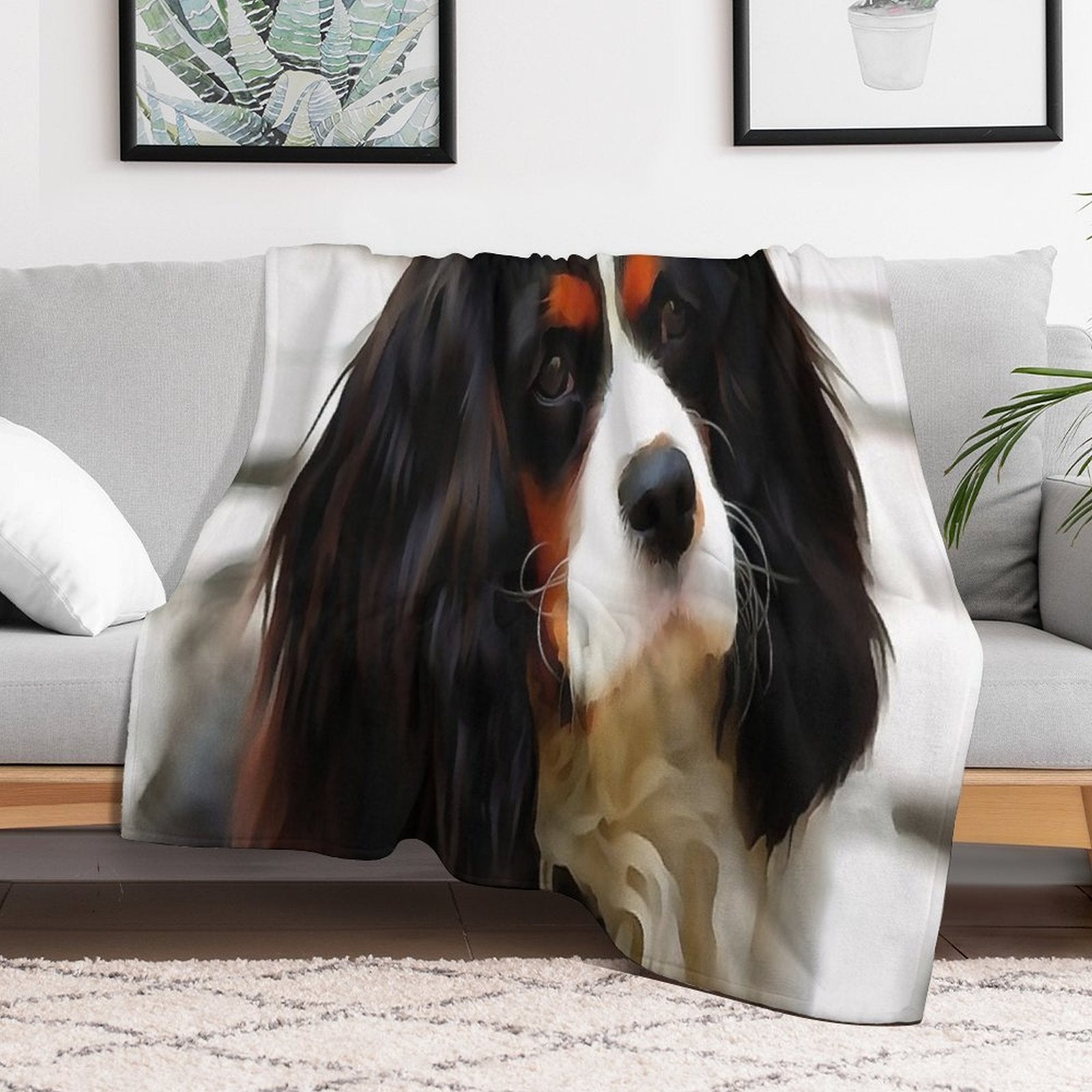 Portrait Of A King Charles Cavalier Spaniel Anti-pilling Throw Blanket