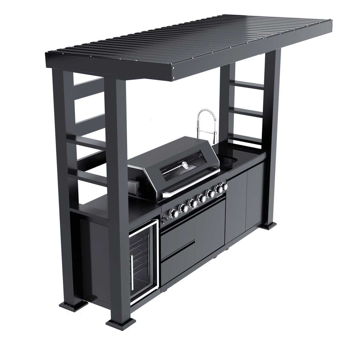 108-Inch 6-Burner Deluxe Stainless Steel Gas Outdoor Kitchen Grill