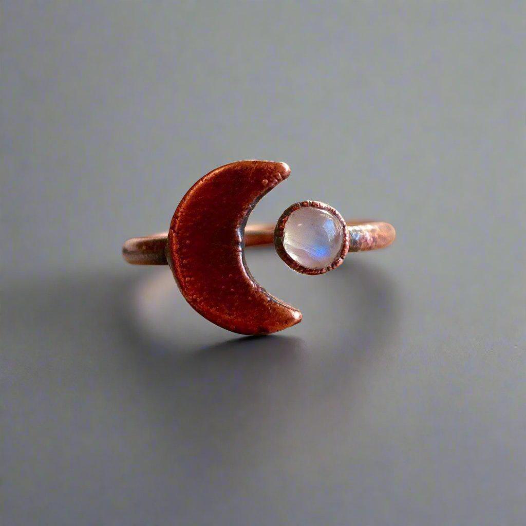 Copper Moonstone Open Ring - Embrace Inner Calm | By Blackbird & Sage