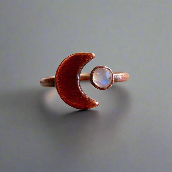 Copper Moonstone Open Ring - Embrace Inner Calm | By Blackbird & Sage