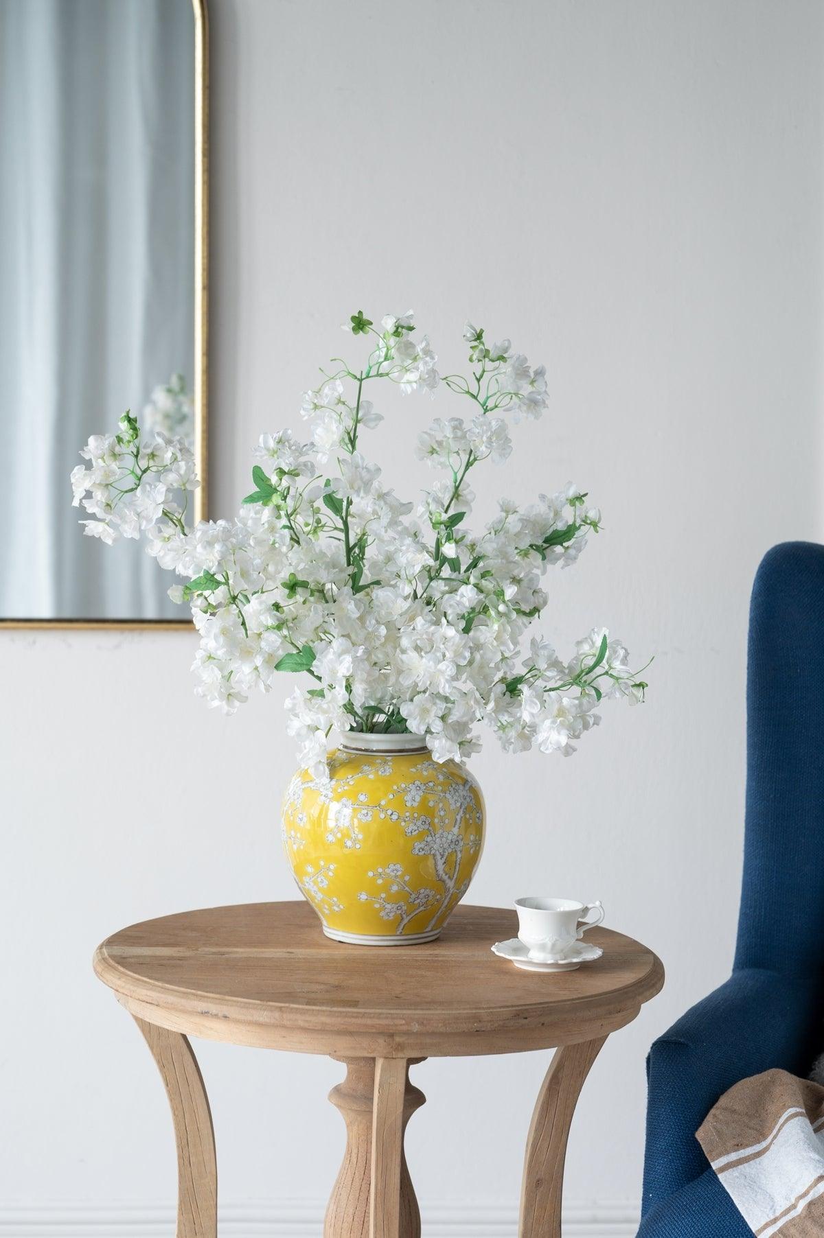 Yellow & White Porcelain Plum Blossom Decorative Vase