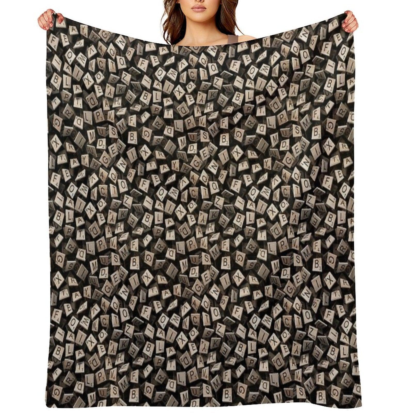 Scrabble Tile Madness Pattern Throw Blanket