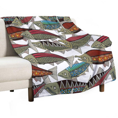 Alaskan Salmon White Anti-pilling Throw Blanket