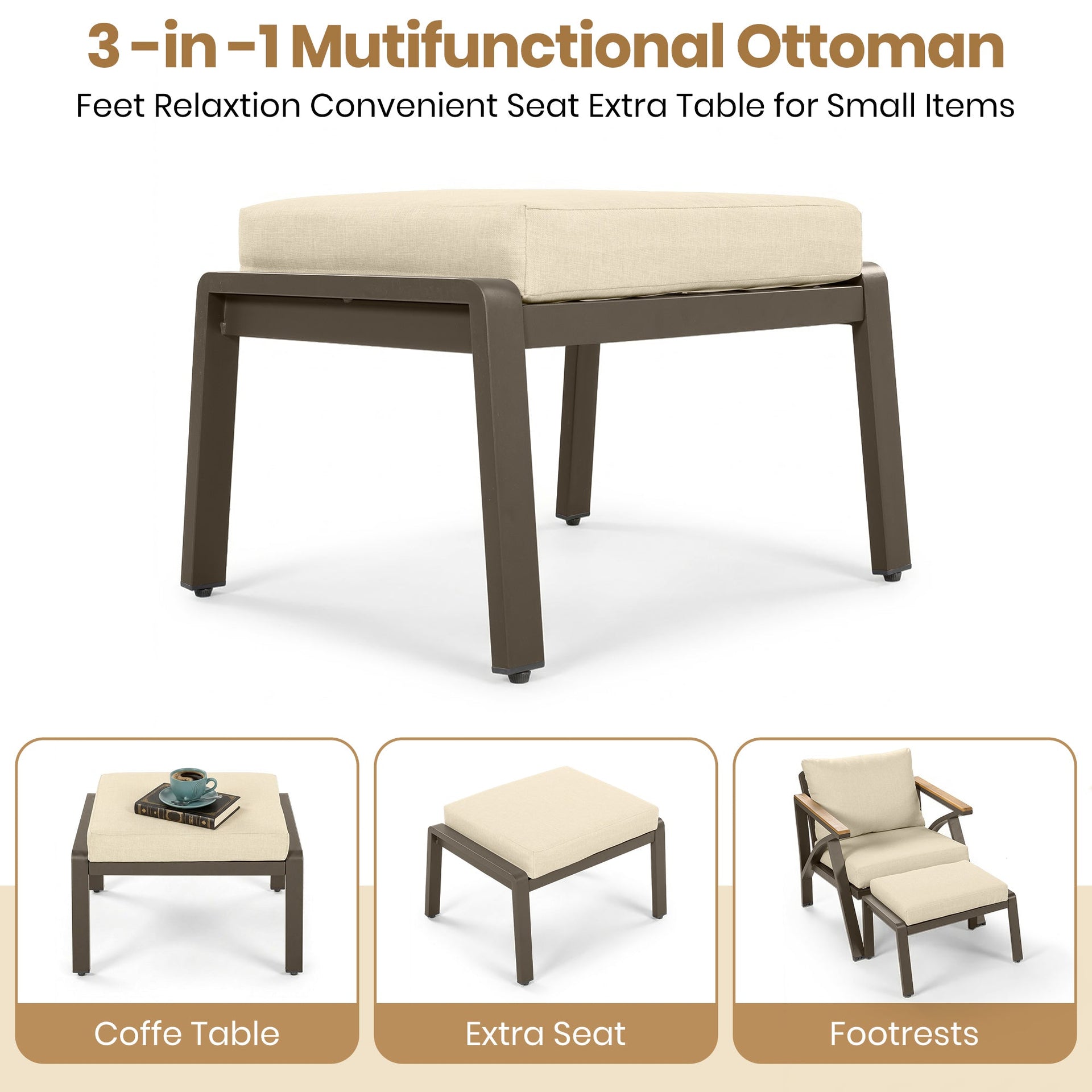 6-Piece Acacia Wood Outdoor Patio Conversation Set with Coffee Table