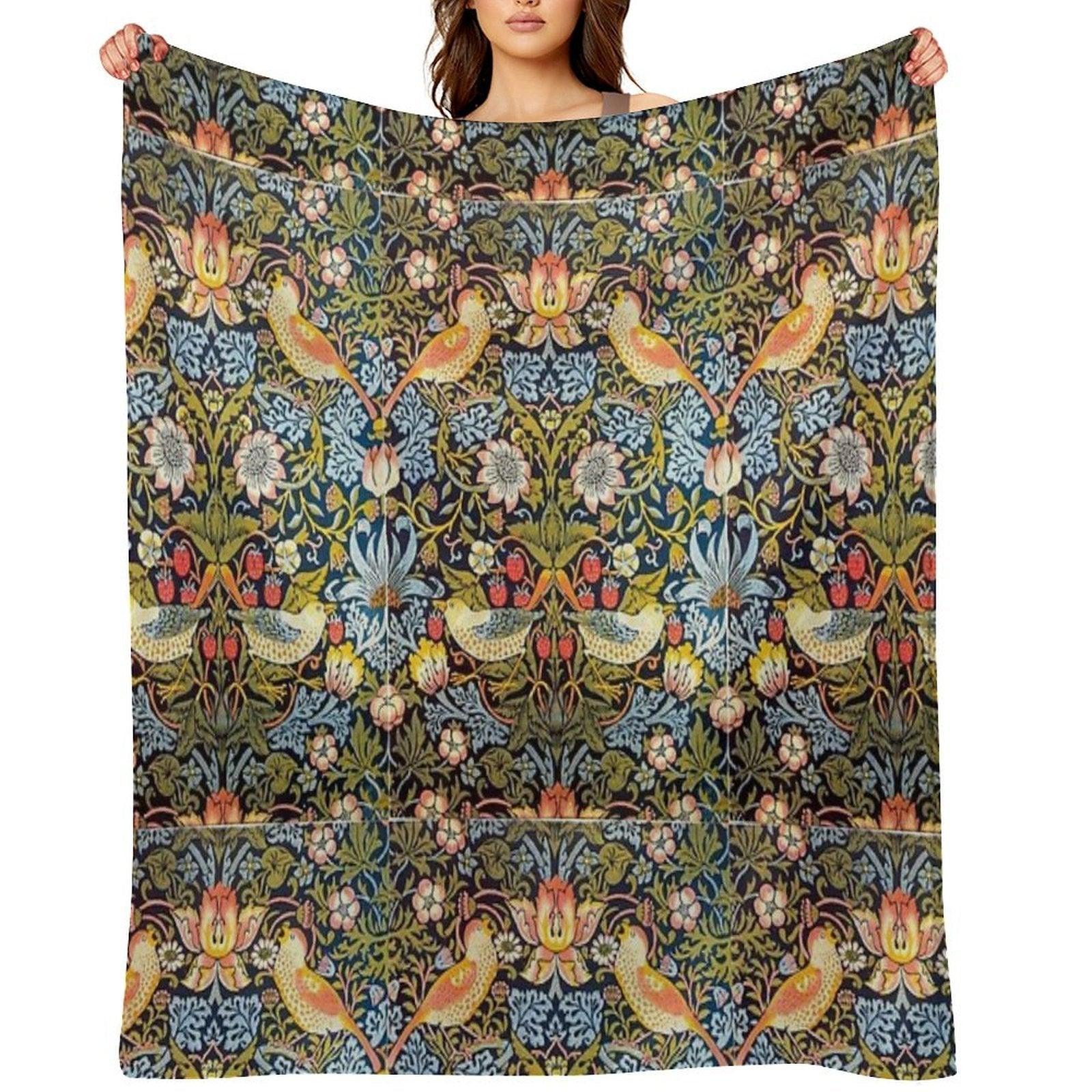 William Morris Strawberry Thief Design 1883 Throw Blanket