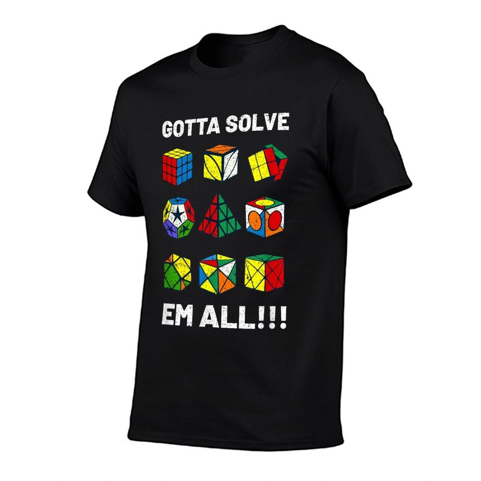 Competitive Puzzle Cube Gotta Solve Em All Speed Cubing  Tagless Design T-Shirt