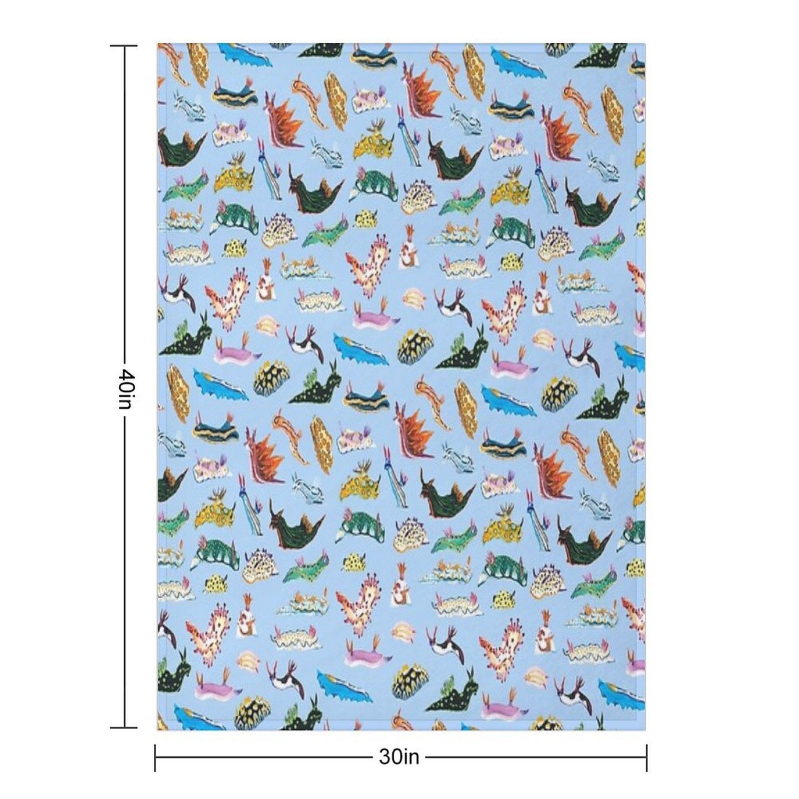 NUDIBRANCHIA (light Blue) Sustainable Throw Blanket
