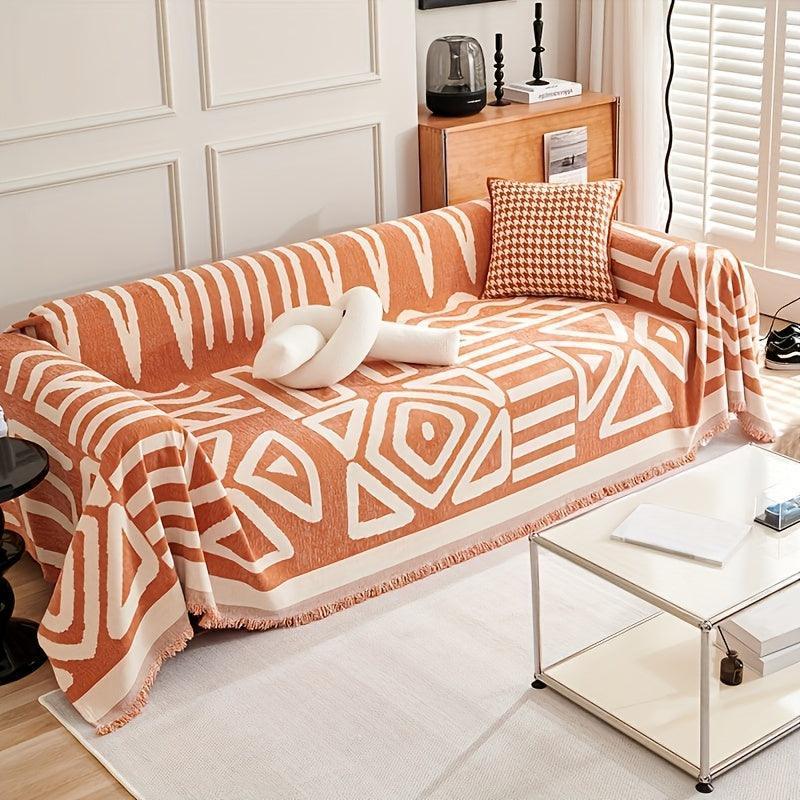 Bohemian-Style Chenille Fabric Extra Long Couch Cover Anti dog scratch