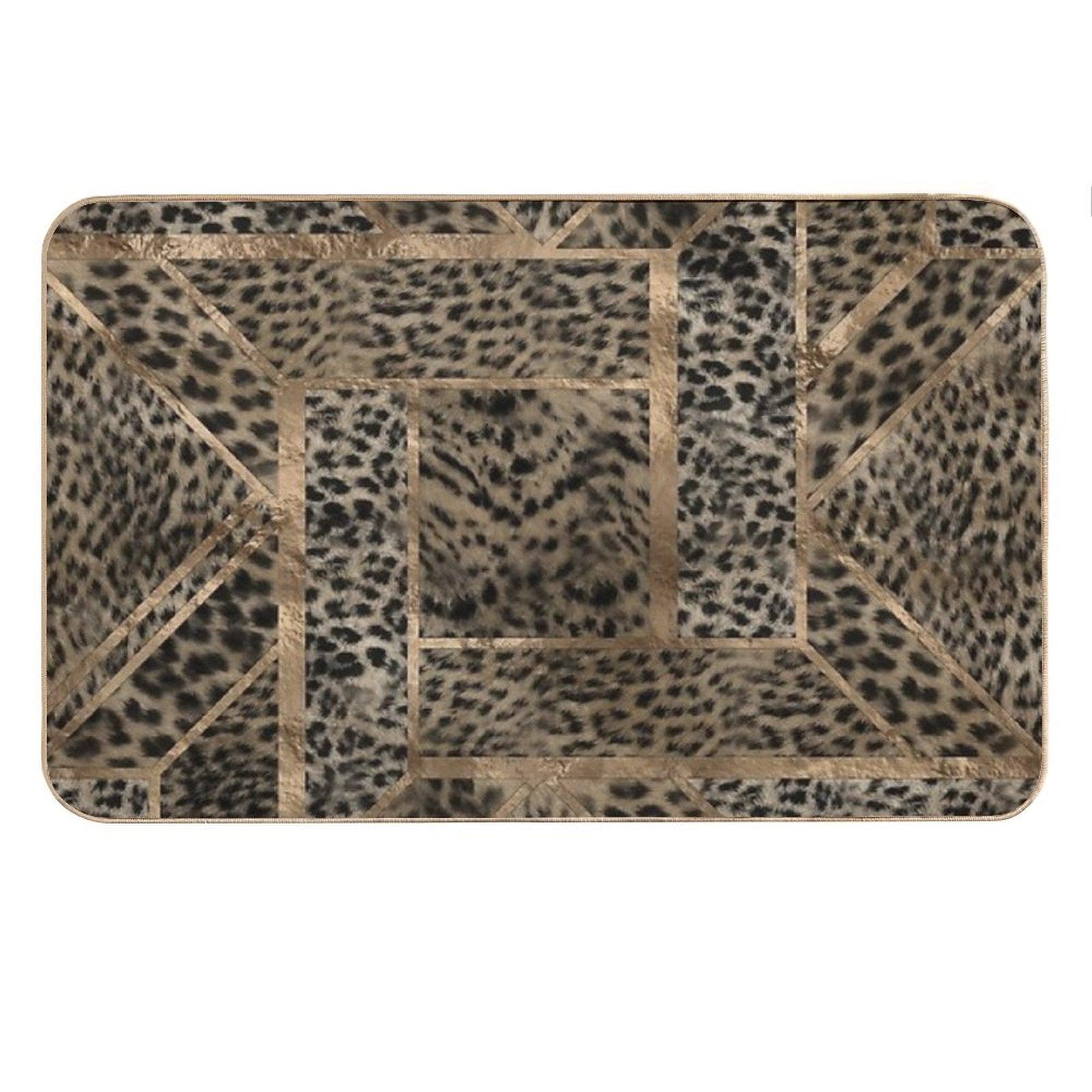Leopard Fur Texture Geometric Pattern Bath Mat