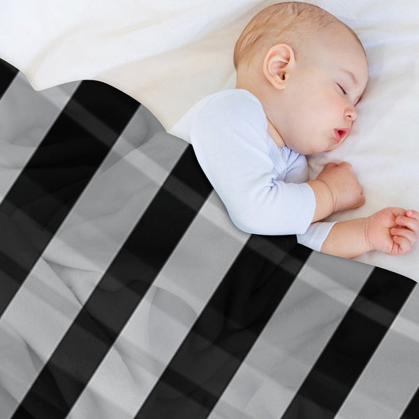 Black And White Evander Hand Drawn Textured Plaid Pattern Versatility Throw Blanket