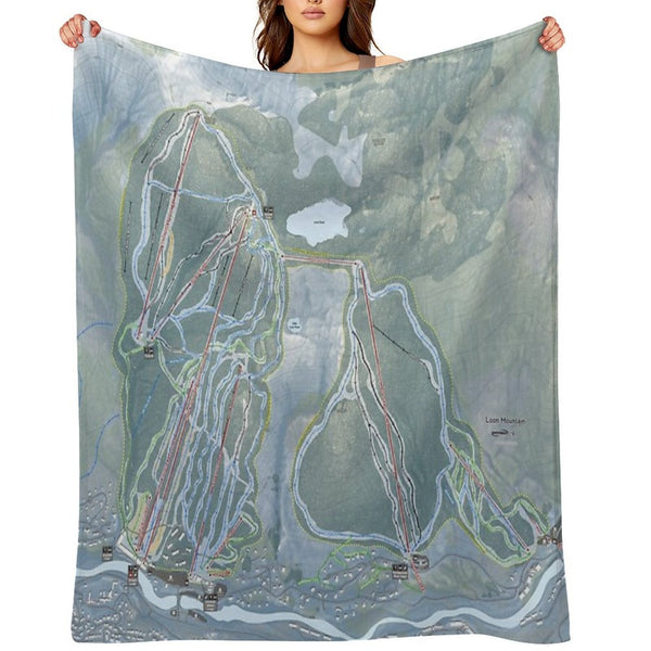Loon Mountain Resort Trail Map Velvety-soft Throw Blanket