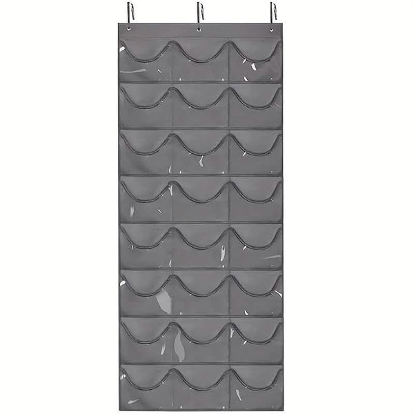 24-Grid Hanging Door Organizer – Space-Saving Nylon Storage with Clear Pockets