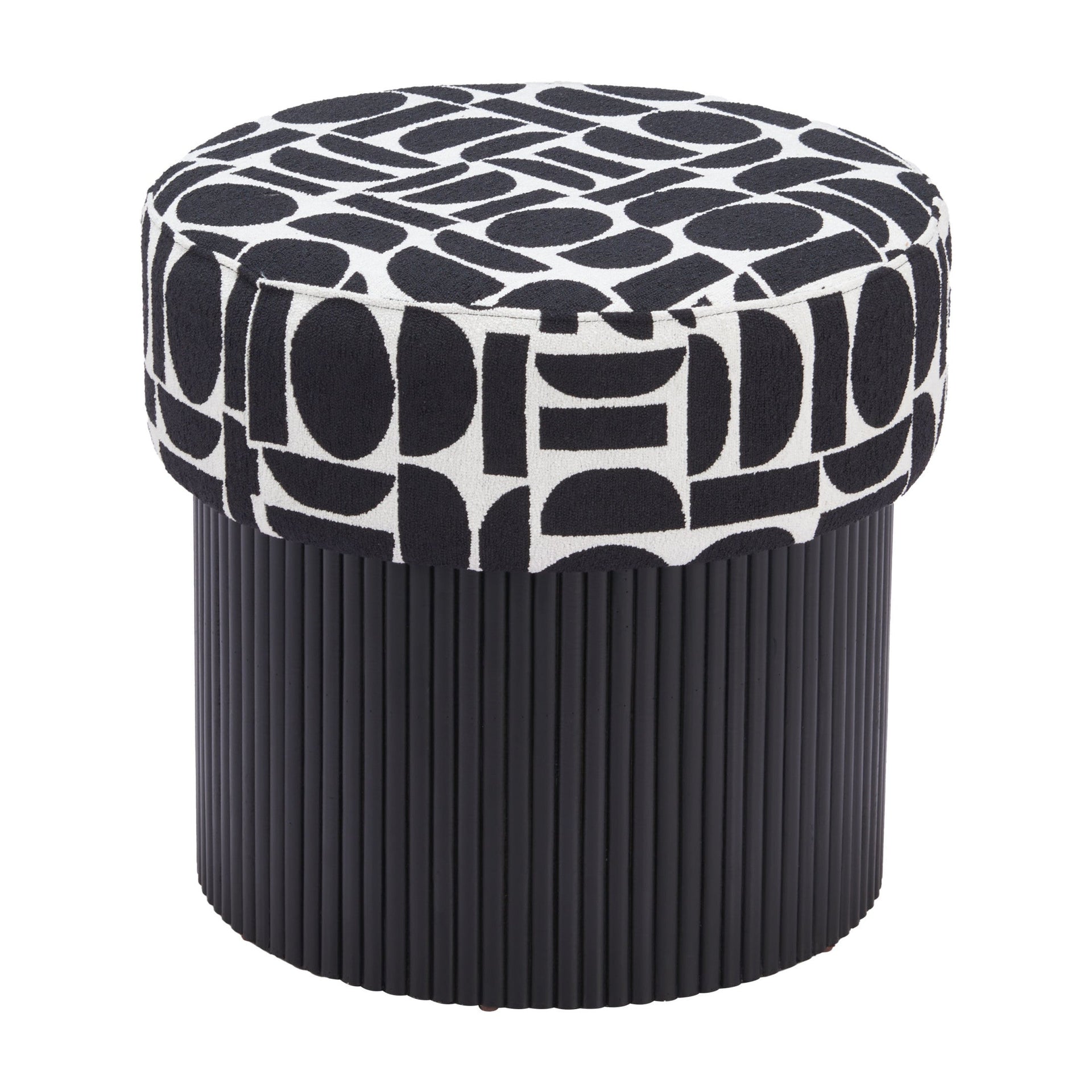 Boto Storage Ottoman Black & White