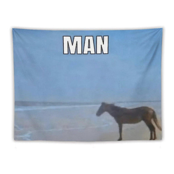 Horse Looking Out to Sea Meme Tapestry