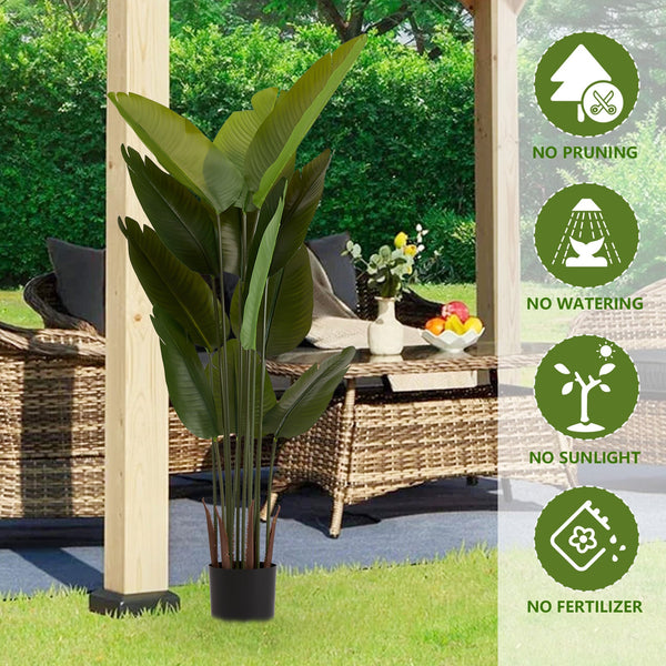 Artificial Bird of Paradise Plant 160cm Tall Faux Tropical Palm Tree Green Plastic Indoor Outdoor Decoration
