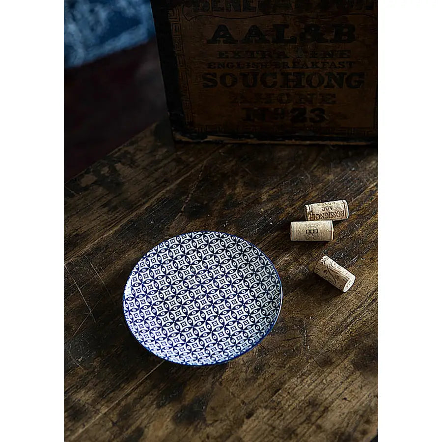 Blue and White Round Plate - I