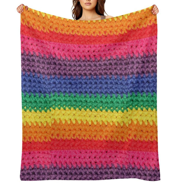 Crochet Rainbow Wrinkle-free Throw Blanket