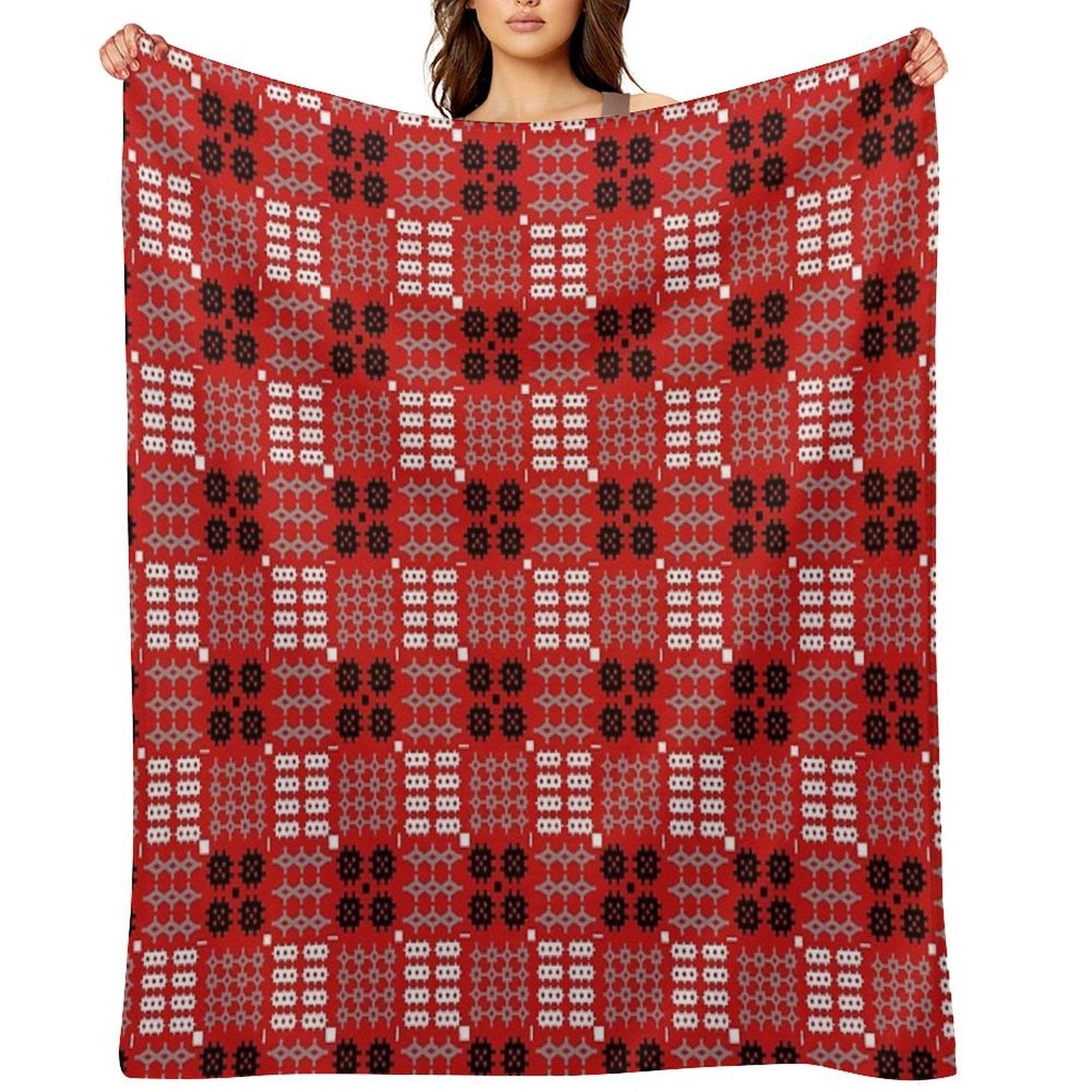 Welsh Design, Carthen Cymraeg, Cymreig (red) (Printed Image - Not Real  Tapestry) Throw Blanket