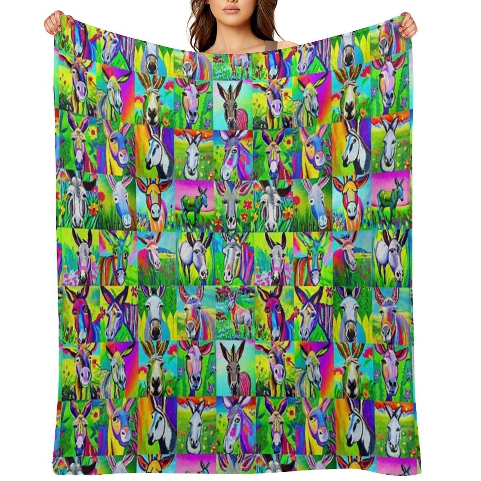 A Collection of Donkey Portraits All-season Throw Blanket