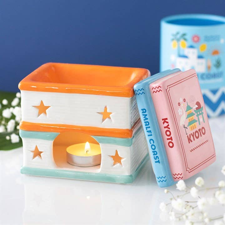 Travel Book Stack Tealight Wax Warmer