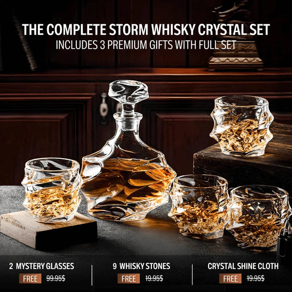 Storm Japanese Crystal Whisky Glasses & Decanter Set TsukiGlass