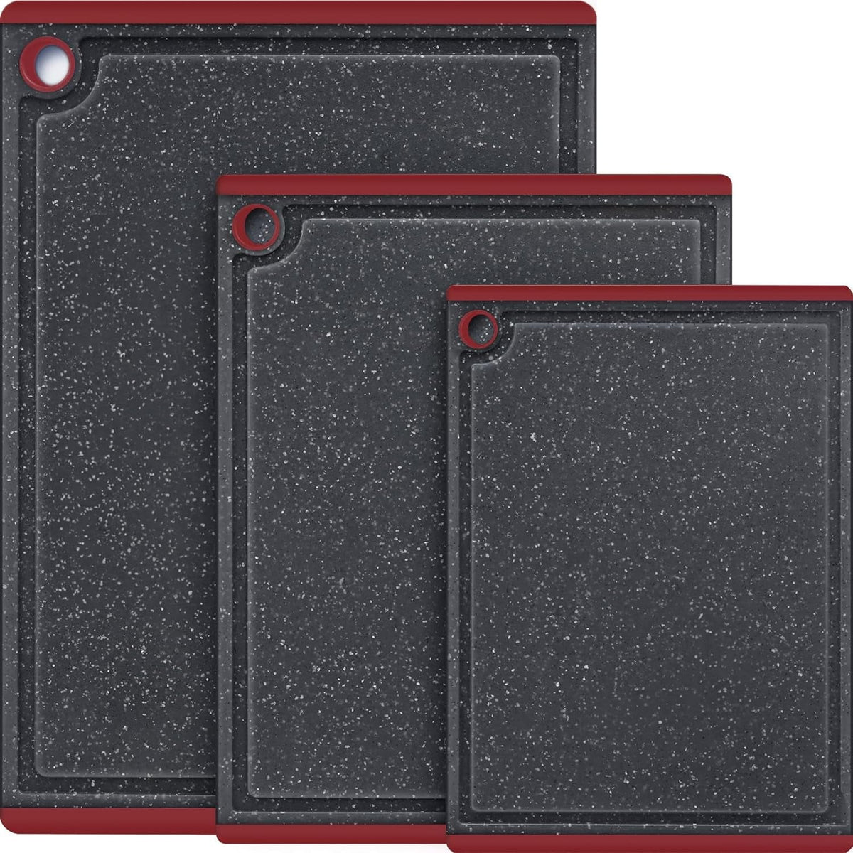 3-Piece Large Plastic Cutting Board Set with Non-Slip Feet and Juice Grooves