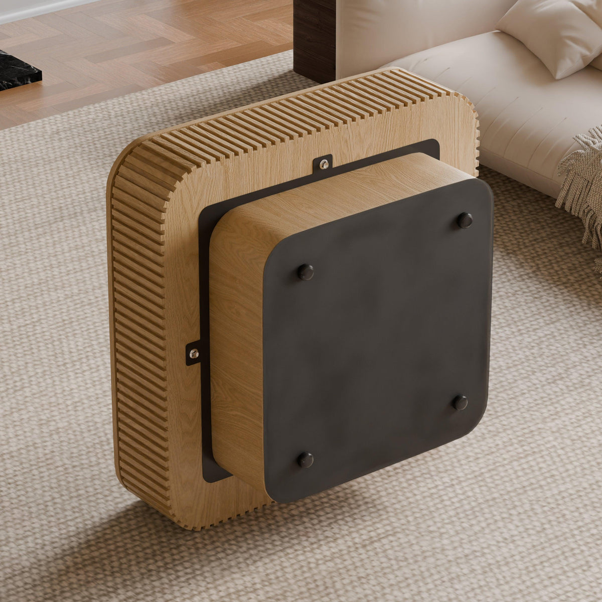 Modern Square Coffee Table with Hidden Storage