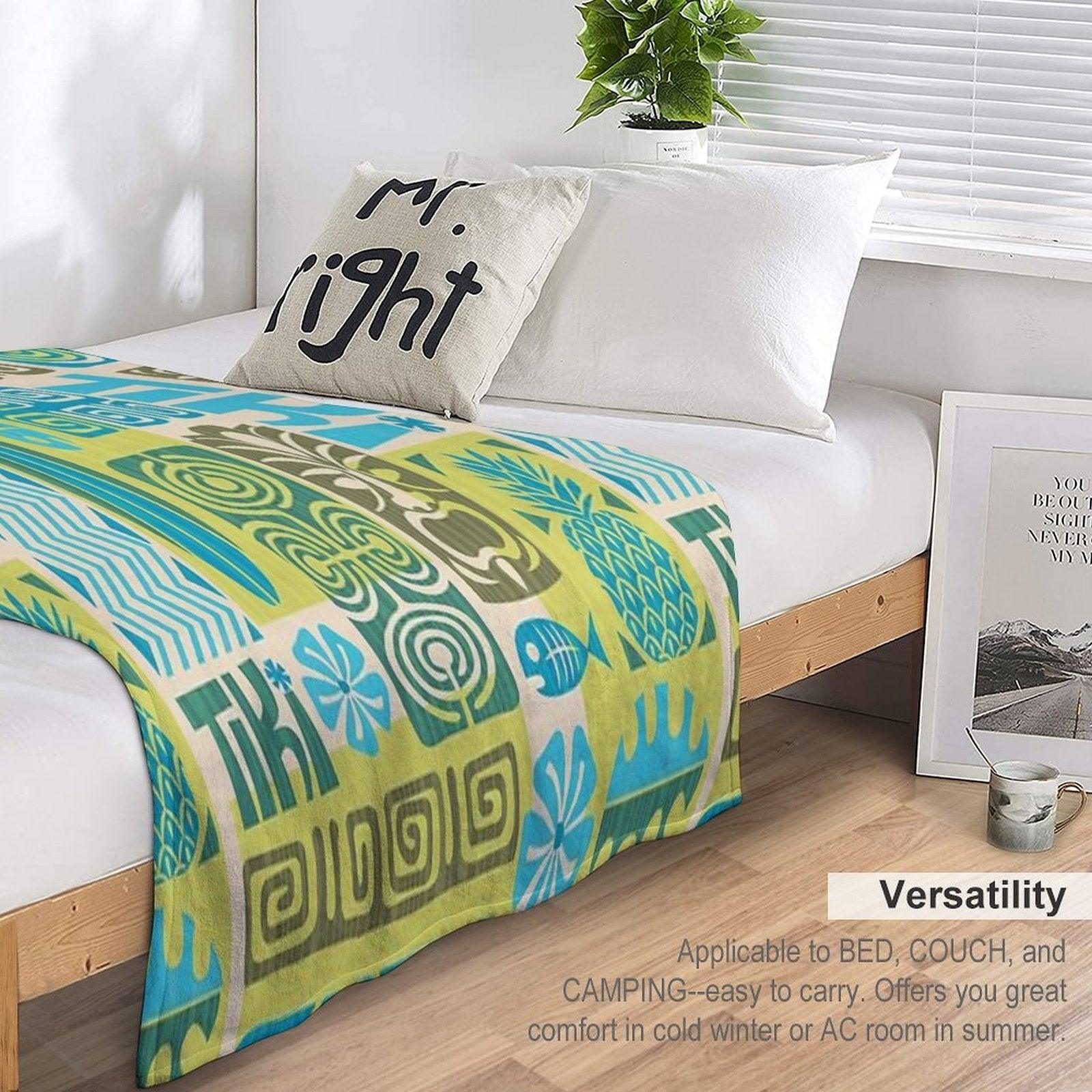 Tiki Time Luau Party Pattern Throw Blanket