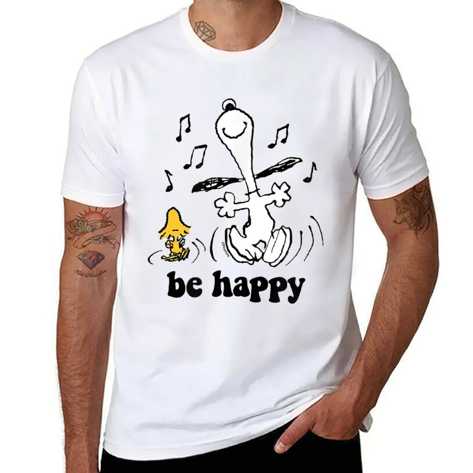 Peanuts - Snoopy And Woodstocks Be Happy Dance  Easy-care T-Shirt