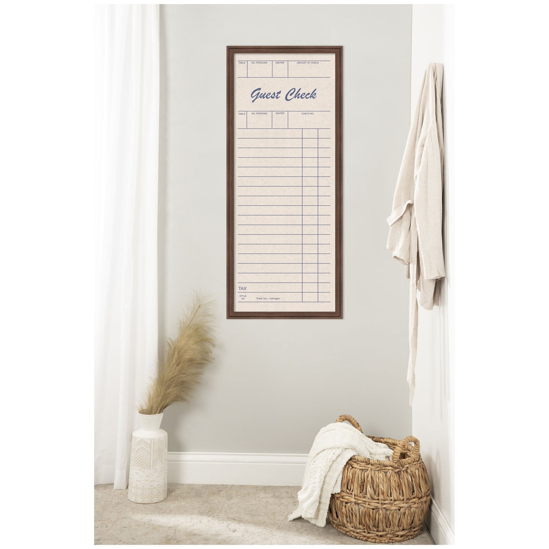 Framed Fabric Pinboard Linen Guest Check Wall Organization