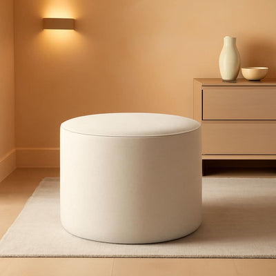 Twenty Two Inch Beige Ottoman Pouf With Ultra Premium Foam