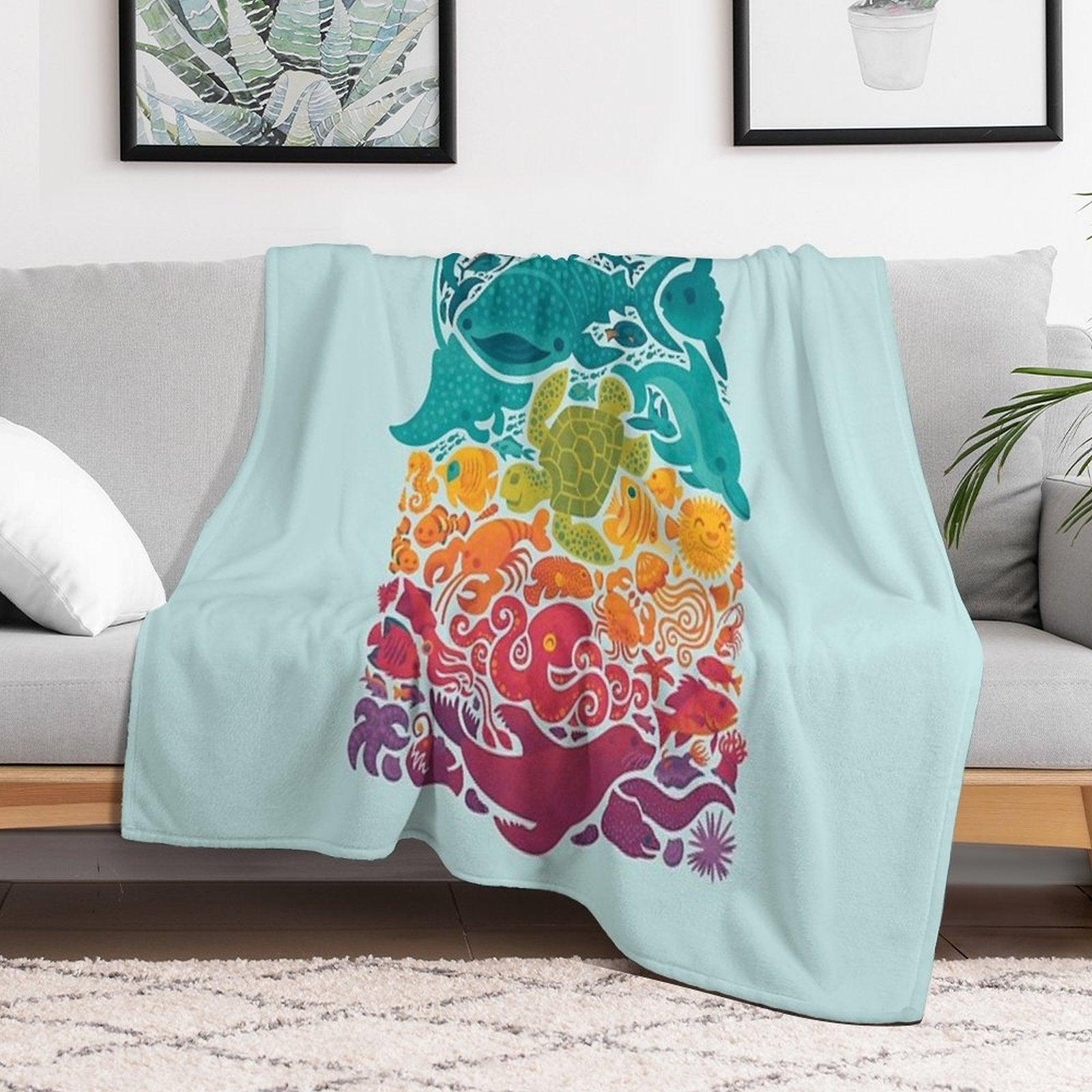 Aquatic Spectrum  Light Blue Throw Blanket