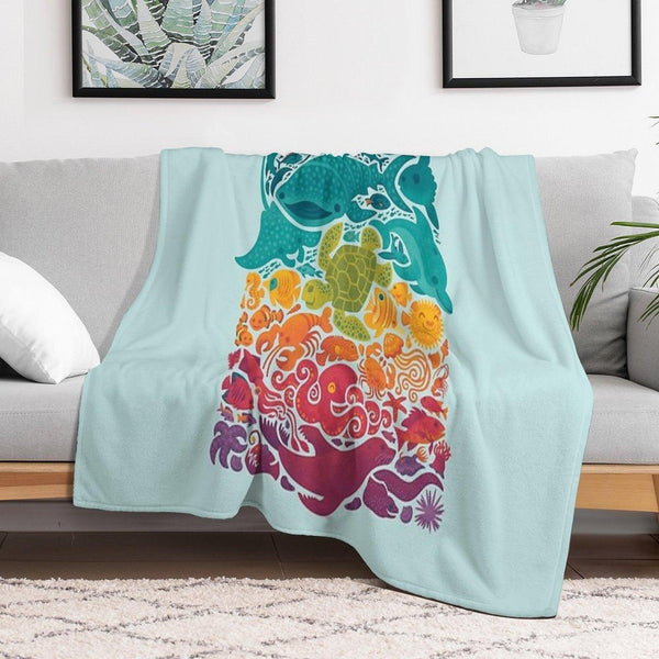 Aquatic Spectrum  Light Blue Throw Blanket