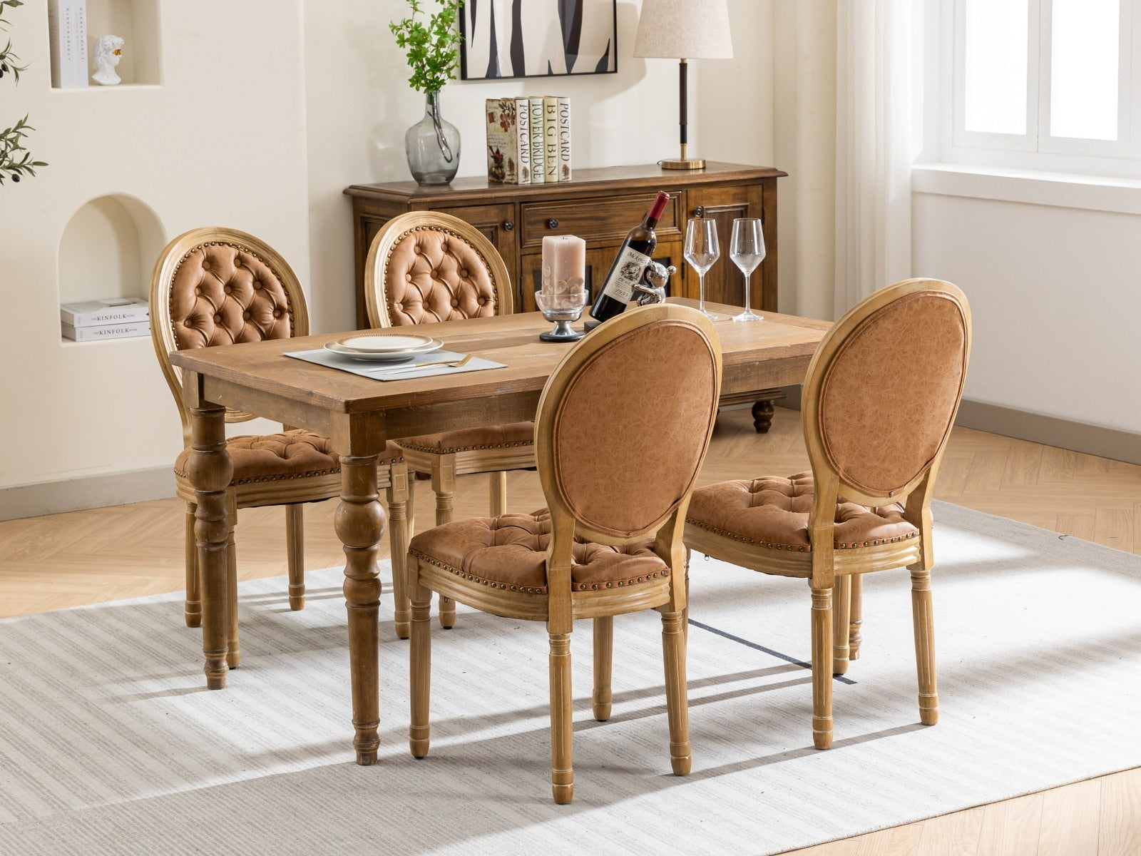 Set of 2 French Style Solid Wood Antique Dining Chairs BLAKHOM