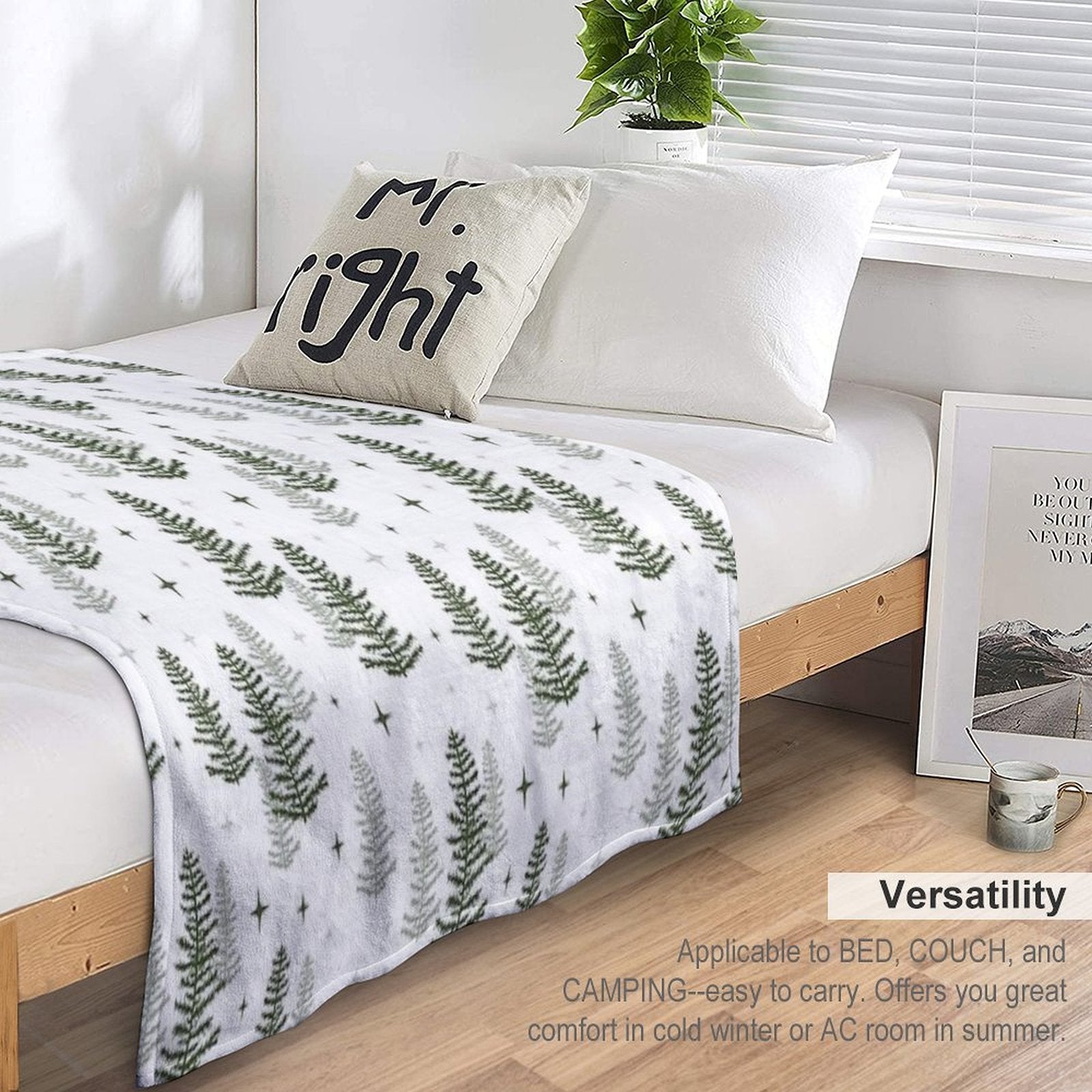 Christmas Night with Green Trees Quick-dry Throw Blanket
