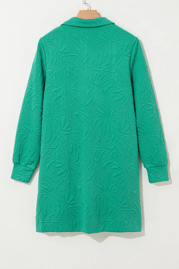 Classic Textured Zip Mini Dress Trendy Long Sleeve Dress for Women Modern Dress