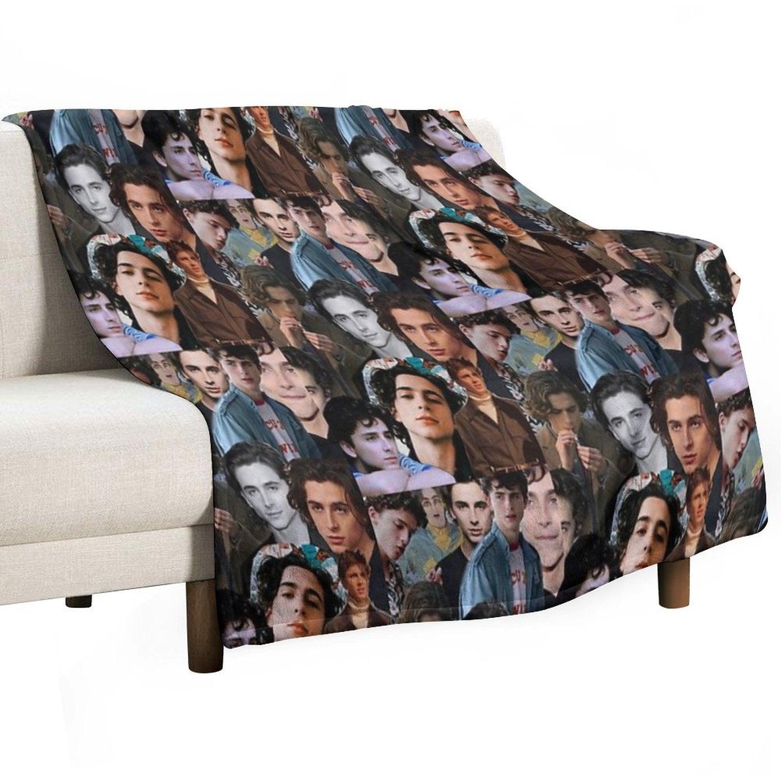 Timothee Chalamet Collage Design Throw Blanket