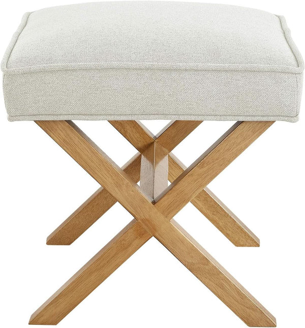 Small Ivory Upholstered Ottoman Footrest With Xframe