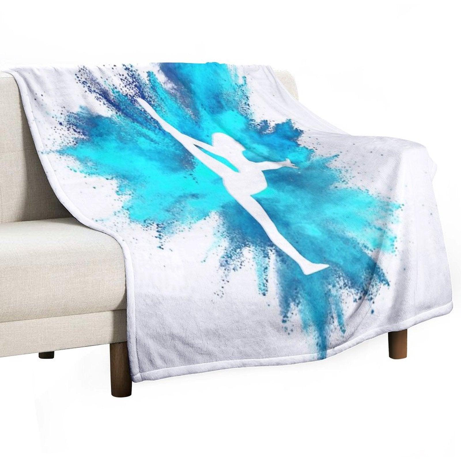 Gymnast Silhouette - Blue Explosion Throw Blanket