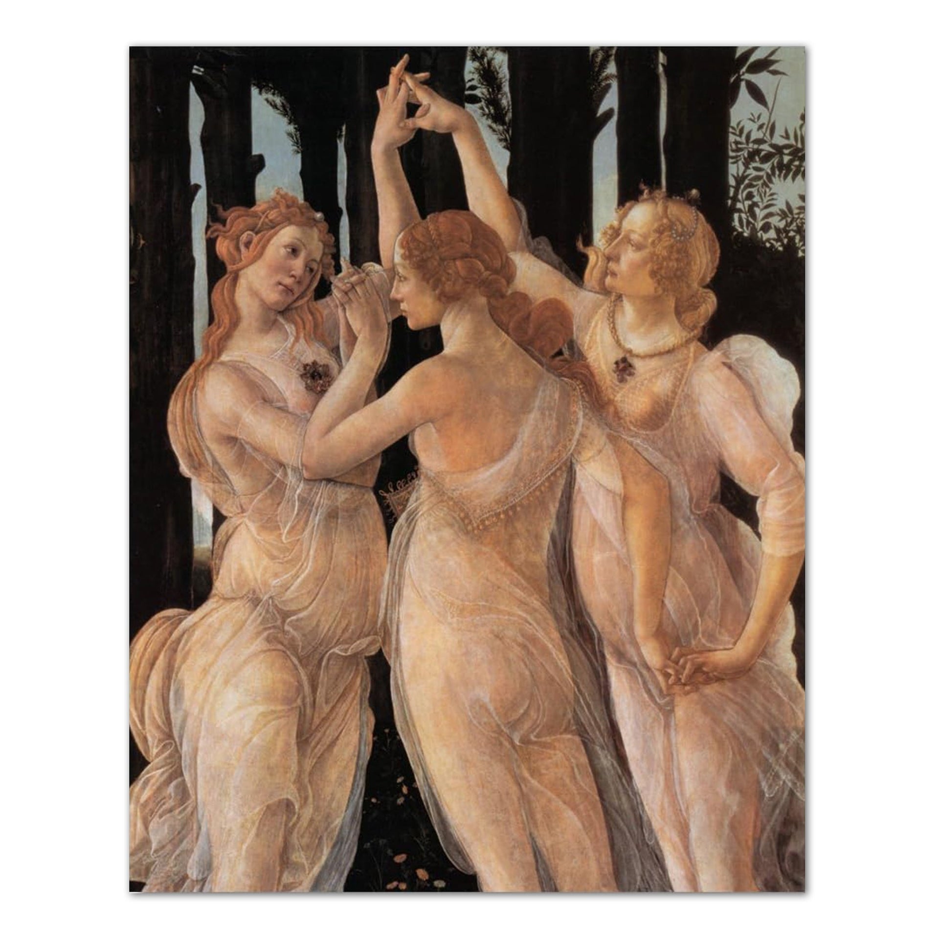 Victorian Wall Art - Botticelli Three Graces Mercury 8x10 Art Print | High Quality Lithograph