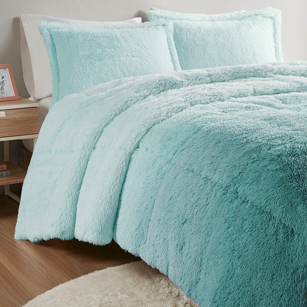 Brielle Ombre Shaggy Long Fur Comforter Mini Set