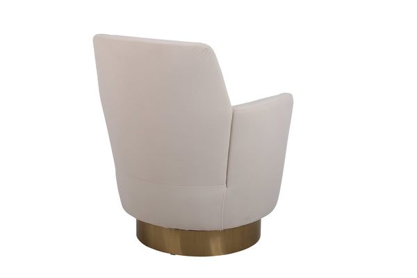 Beige Orange Velvet Swivel Barrel Chair