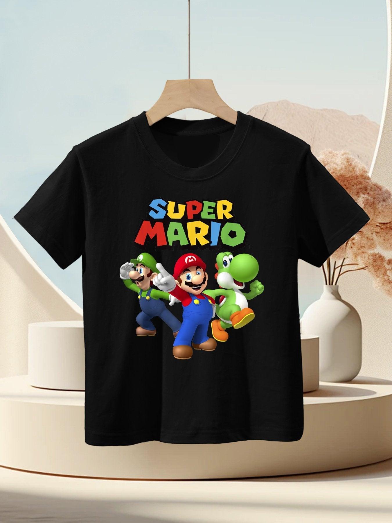 Super Mario Luigi Mario And Yoshi Group Shot Kids T-Shirt