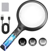 30X LED Magnifying Glass with Light | Large Handheld Magnifier for Reading & Inspection