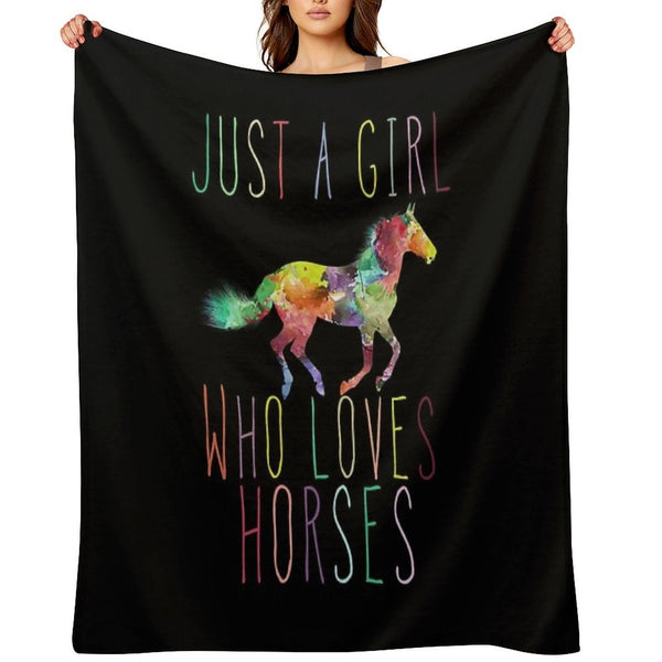 Just A Girl Who Loves Horses Premium Throw Blanket