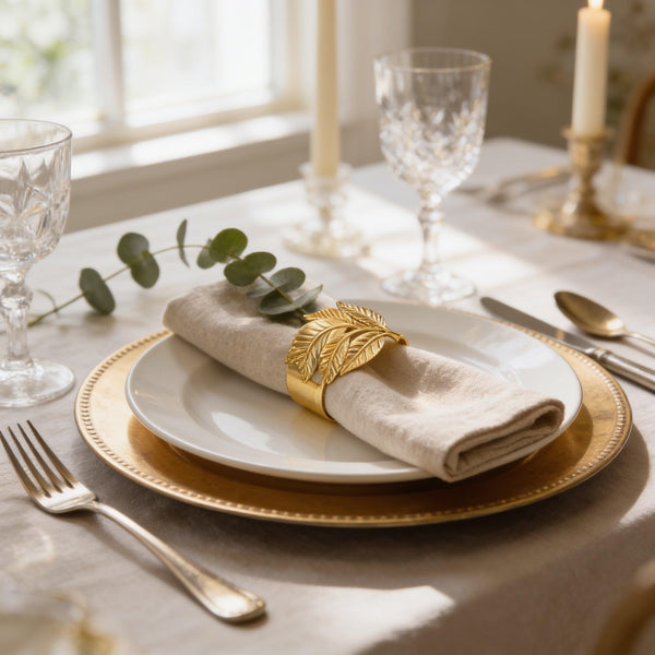 Gold Leaf Napkin Rings – Gilded Bloom