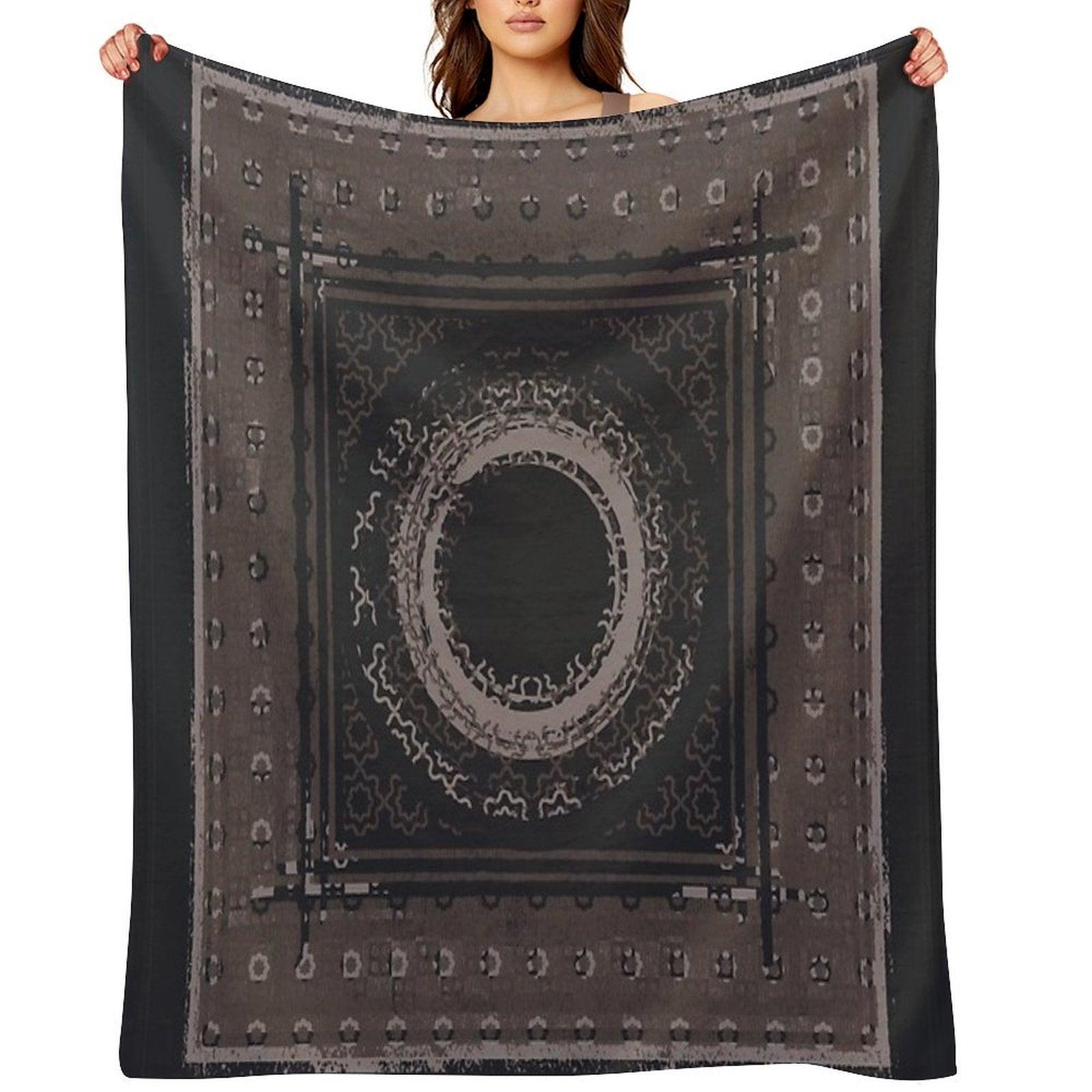 Geo Scarf Print in Navy Throw Blanket