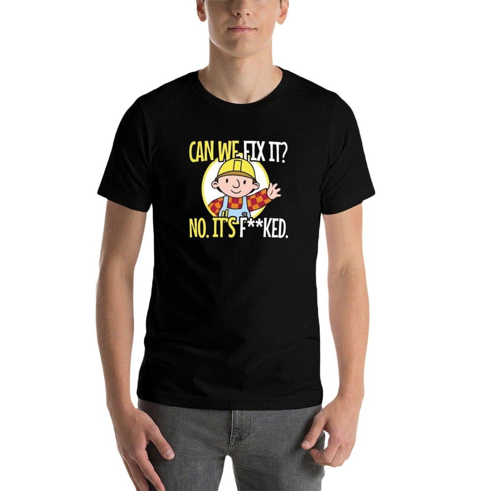 Can We Fix It Funny Repair Man  Heathered Texture T-Shirt