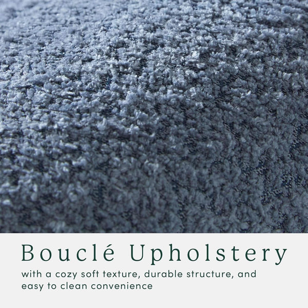 Oversized Large Soft Blue Boucle Fabric Storage Ottoman